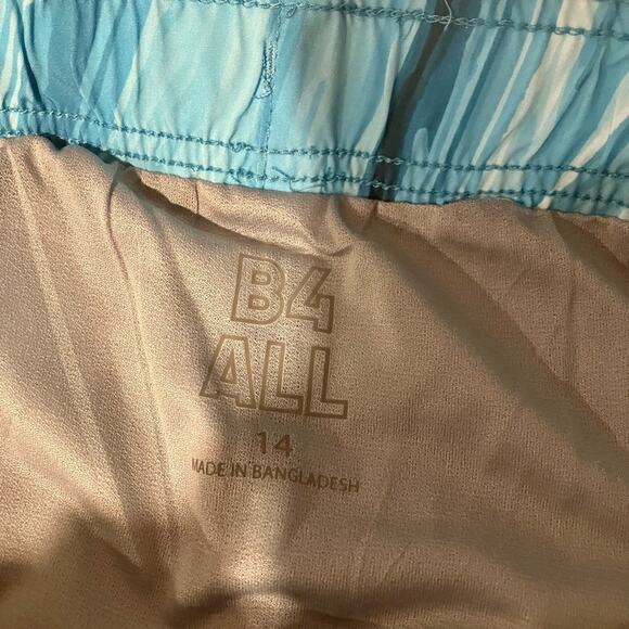 B4 ALL Teal Wave Marble Boy’s Board Short Swimming Trunks Size 14 - Picture 4 of 5